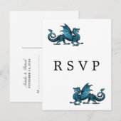 Blue Dragon Wedding RSVP Briefkaart (Voorkant / Achterkant)