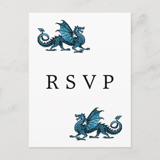 Blue Dragon Wedding RSVP Briefkaart (Voorkant)