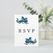 Blue Dragon Wedding RSVP Briefkaart (Staand voorkant)