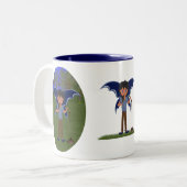 Blue Dragon Winged Musical Boy Faerie Tweekleurige Koffiemok (Voorkant links)