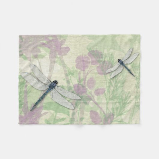 Blue Dragonflies Fleece Blanket (Voorkant (Horizontaal))