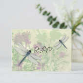 Blue Dragonflies Weddenschappen Reception RSVP Kaart (Staand voorkant)