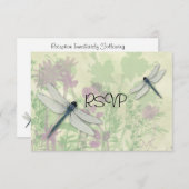Blue Dragonflies Weddenschappen Reception RSVP Kaart (Voorkant / Achterkant)
