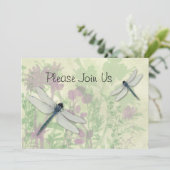 Blue Dragonflies Wedding Uitnodiging (Staand voorkant)