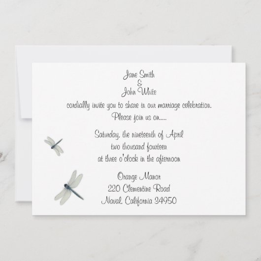 Blue Dragonflies Wedding Uitnodiging (Achterkant)