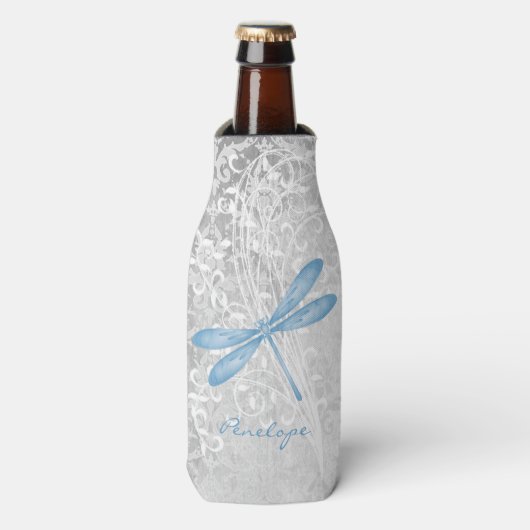 Blue Dragonfly - aangepaste flessenkoeler Flesjeskoeler (Fles Voorkant)