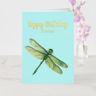 Blue Dragonfly Aangepaste Folie Birthday Kaart