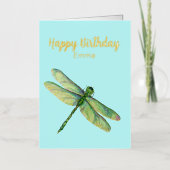 Blue Dragonfly Aangepaste Folie Birthday Kaart (Voorkant)