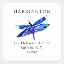 Blue Dragonfly Adresetiketten Elegante Natuur-Them