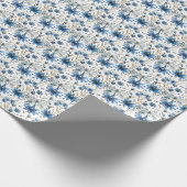 Blue Dragonfly and Flowers Floral Gift Wrap Cadeaupapier (Hoek)