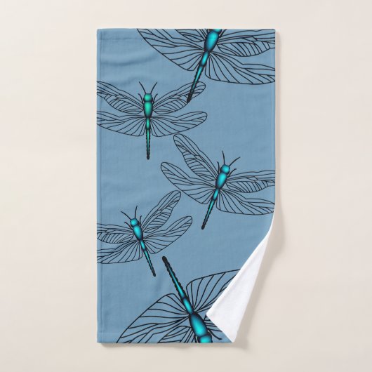 Blue Dragonfly Bathroon Towel Set Bad Handdoek (Handdoek)