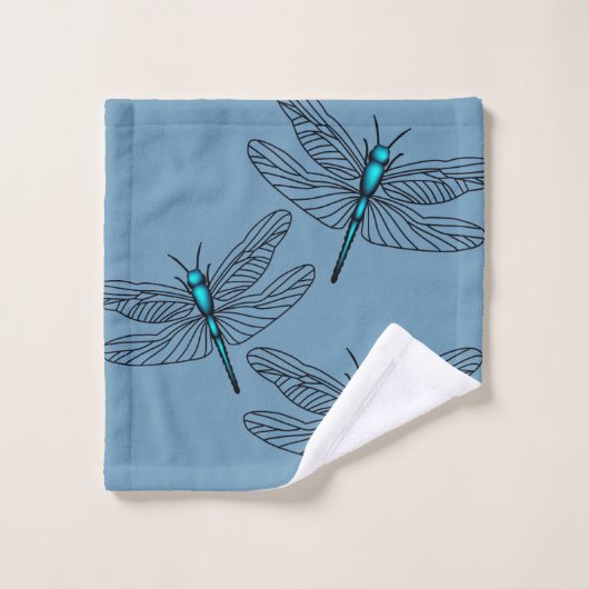 Blue Dragonfly Bathroon Towel Set Bad Handdoek (Wasdoekje)