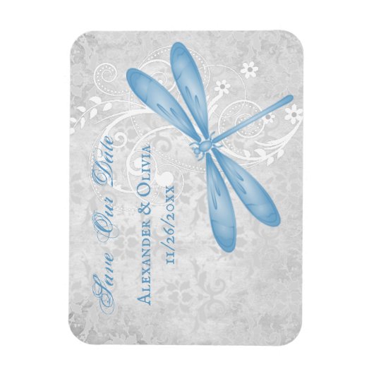 Blue Dragonfly bewaart de datum magneet (Verticaal)