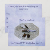 Blue Dragonfly Birthday Party Invitation Kaart (Voorkant / Achterkant)
