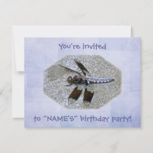 Blue Dragonfly Birthday Party Invitation Kaart
