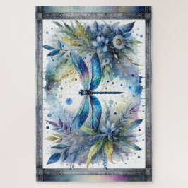 Blue Dragonfly Botanical Watercolor Legpuzzel