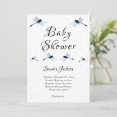 Blue Dragonfly Boy Baby shower Uitnodiging (Staand voorkant)