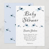 Blue Dragonfly Boy Baby shower Uitnodiging (Voorkant / Achterkant)