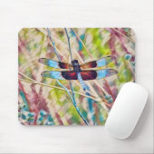 Blue Dragonfly Colorful Art Muismat (Met muis)