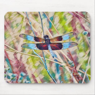 Blue Dragonfly Colorful Art Muismat