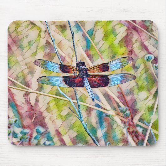 Blue Dragonfly Colorful Art Muismat (Voorkant)