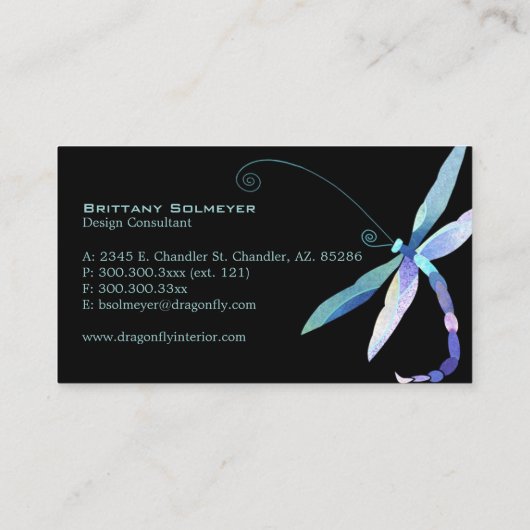 Blue Dragonfly Creative Designer Visitekaartje (Achterkant)