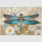Blue Dragonfly Daisy Botanische Decoupage Tissuepapier (Voorkant)