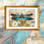 Blue Dragonfly Daisy Botanische Decoupage Tissuepapier