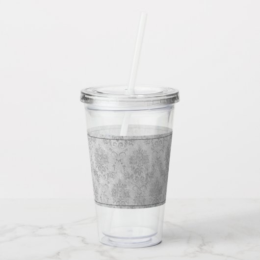 Blue Dragonfly Damask Acryl Drinkbeker (Achterkant)