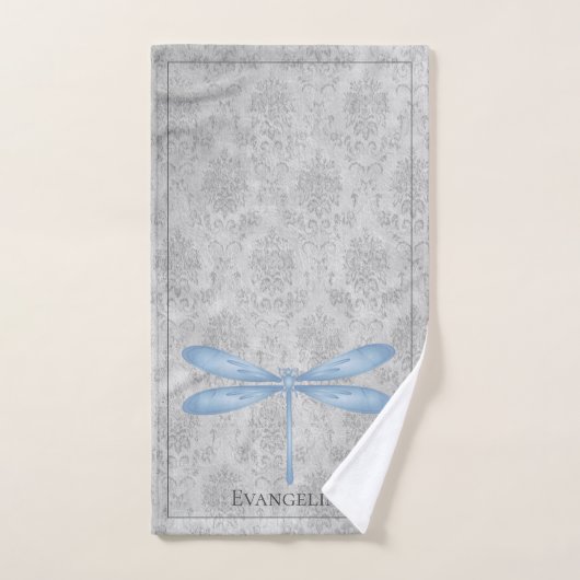 Blue Dragonfly Damask Bad Handdoek (Handdoek)