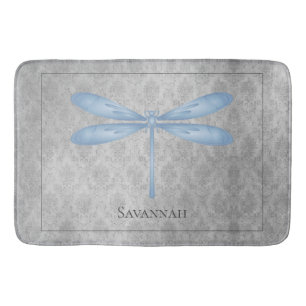 Blue Dragonfly Damask Badmat