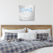 Blue Dragonfly Damask Canvas Afdruk (Insitu (Slaapkamer))