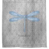 Blue Dragonfly Damask Douchegordijn (Voorkant)