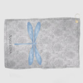 Blue Dragonfly Damask Golfhanddoek (Horizontaal)
