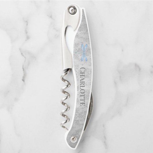 Blue Dragonfly Damask Kurkentrekker (Voorkant)