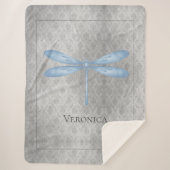 Blue Dragonfly Damask Sherpa Deken (Voorkant)