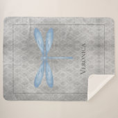 Blue Dragonfly Damask Sherpa Deken (Voorkant (horizontaal))