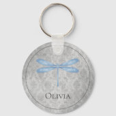 Blue Dragonfly Damask Sleutelhanger (Voorkant)