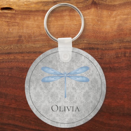 Blue Dragonfly Damask Sleutelhanger (Achterkant)