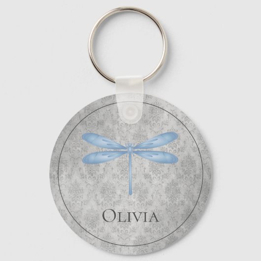 Blue Dragonfly Damask Sleutelhanger (Achterkant)