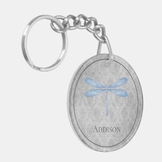 Blue Dragonfly Damask Sleutelhanger (Voorkant Links)