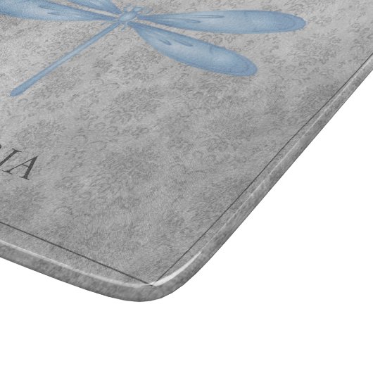 Blue Dragonfly Damask Snijplank (Hoek)