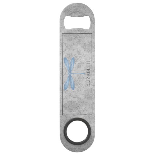 Blue Dragonfly Damask Speed Flessenopener (Voorkant)