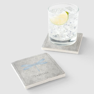 Blue Dragonfly Damask Stenen Onderzetter