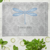 Blue Dragonfly Damask Theedoek (Gevouwen)