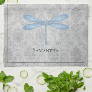 Blue Dragonfly Damask Theedoek