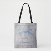 Blue Dragonfly Damask Tote Bag (Voorkant)