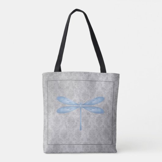 Blue Dragonfly Damask Tote Bag (Achterkant)