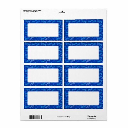 Blue Dragonfly Dance Natuur Lover Etiket (Full Sheet)