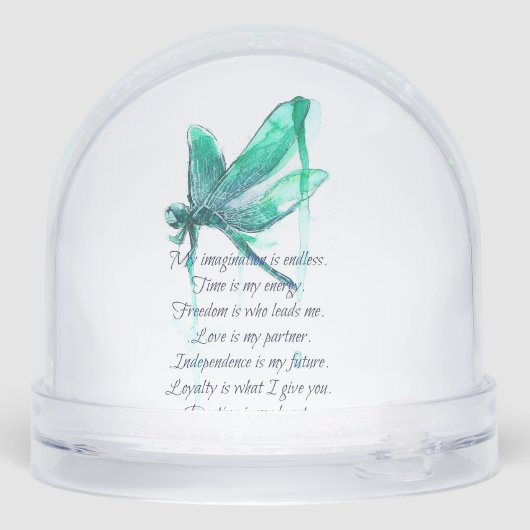 Blue Dragonfly Dreams Sneeuwbol (Achterkant)